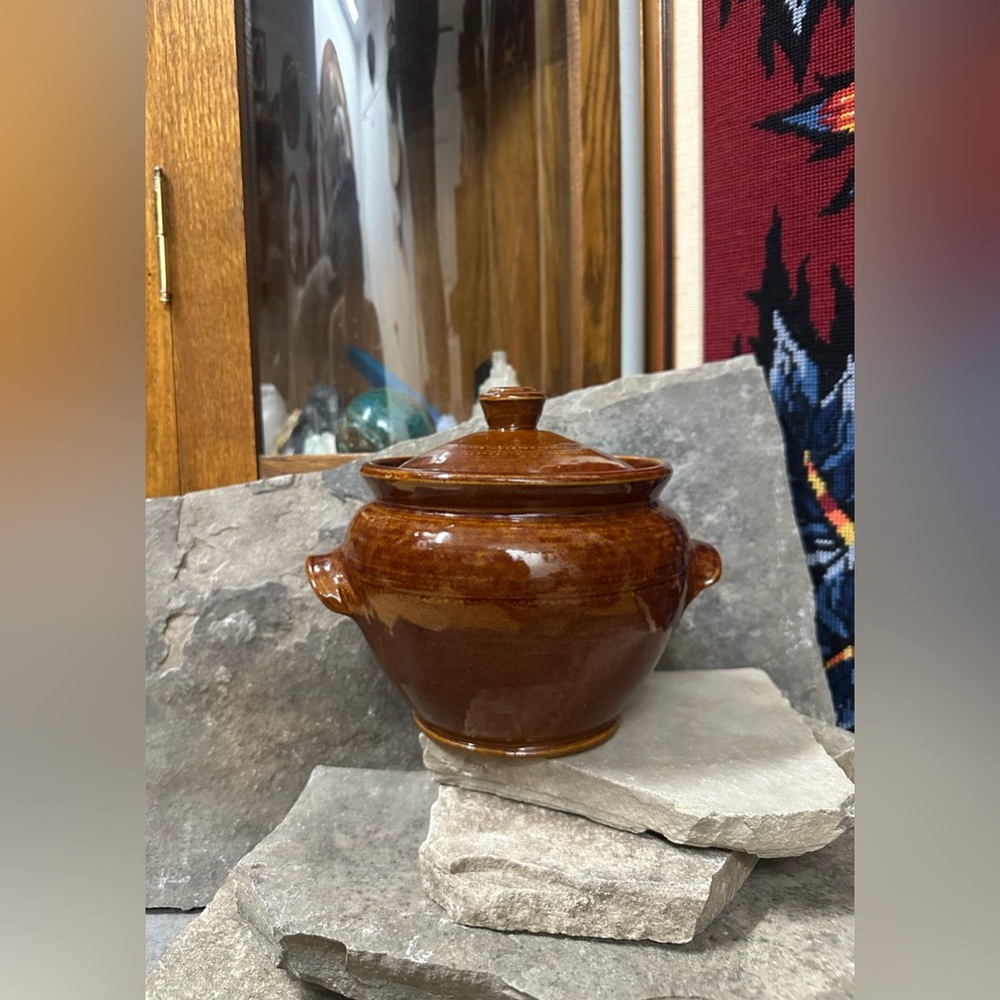Pearson’s Rustic Brown Ceramic Pot with Lid and Handles